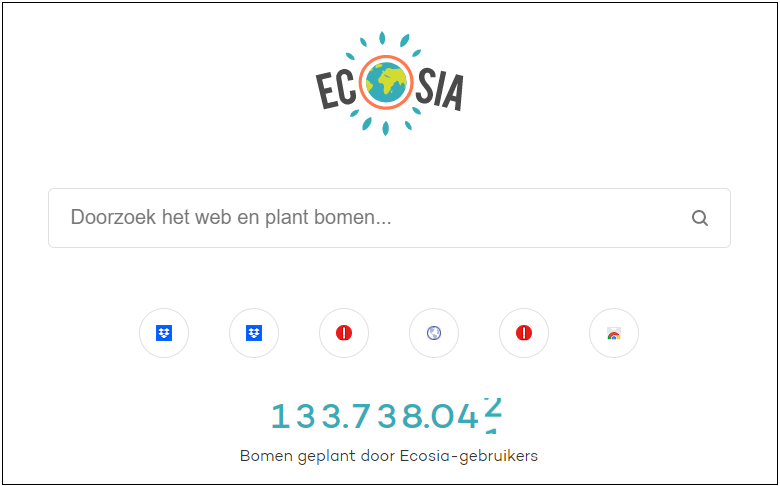 Ecosia zoekpagina