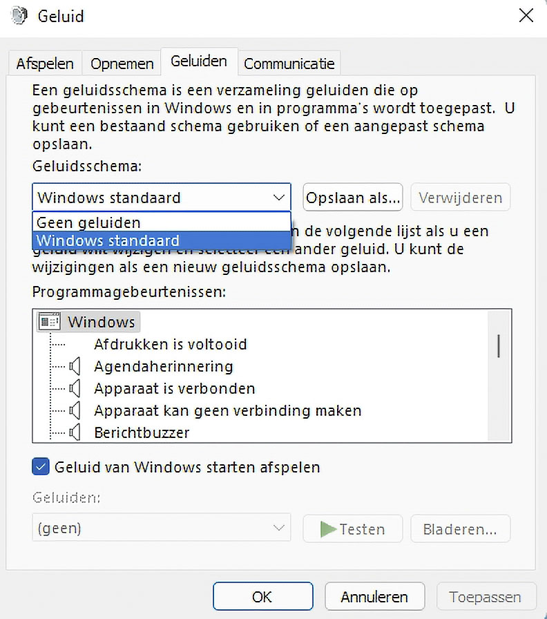 Systeemgeluiden wijzigen